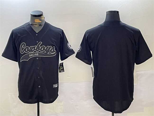 Men%27s Dallas Cowboys Blank Black With Patch Cool Base Stitched Baseball Jersey->denver broncos->NFL Jersey